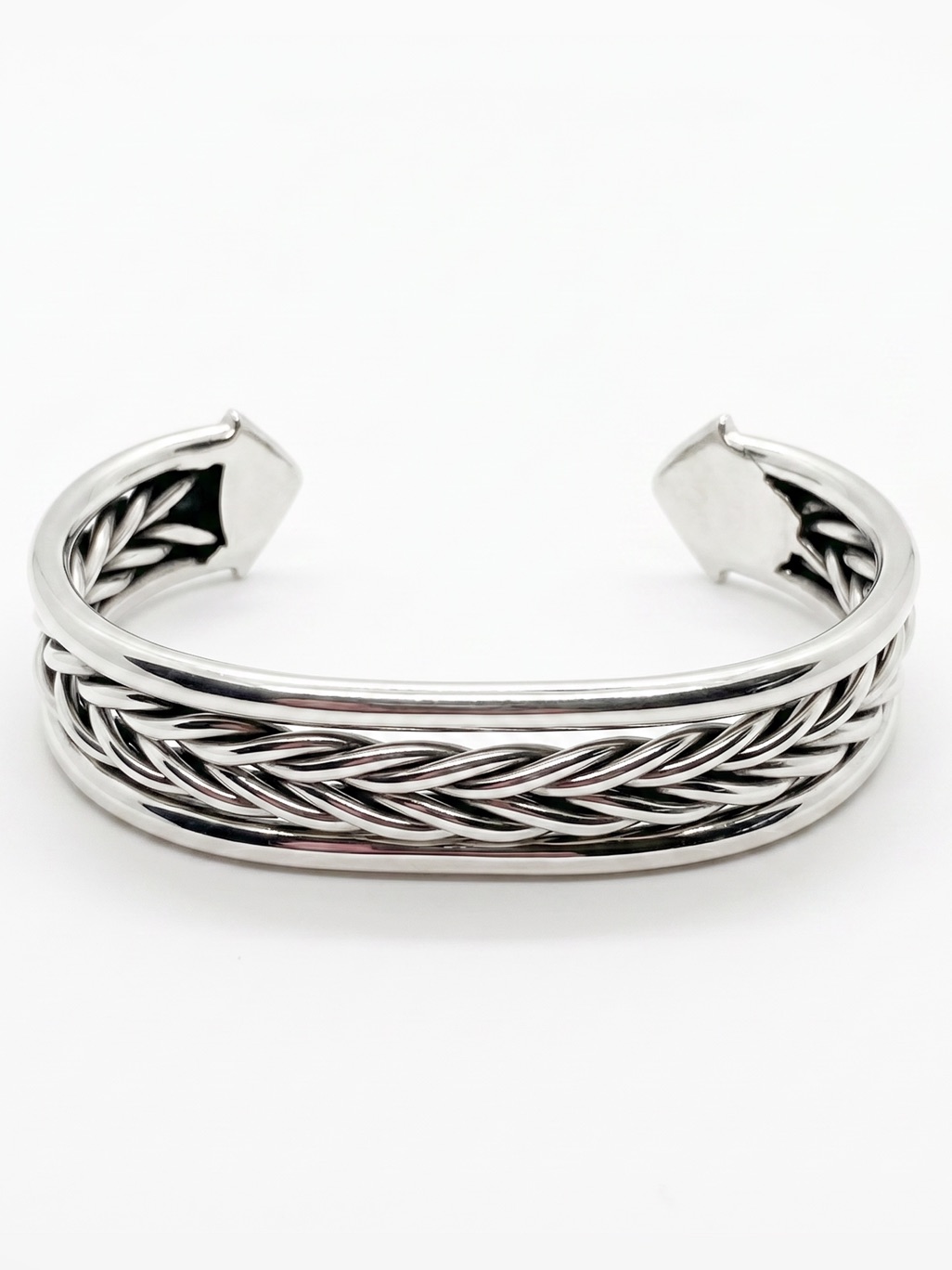 Stainless Steel Silver Braided Cuff Bracelet